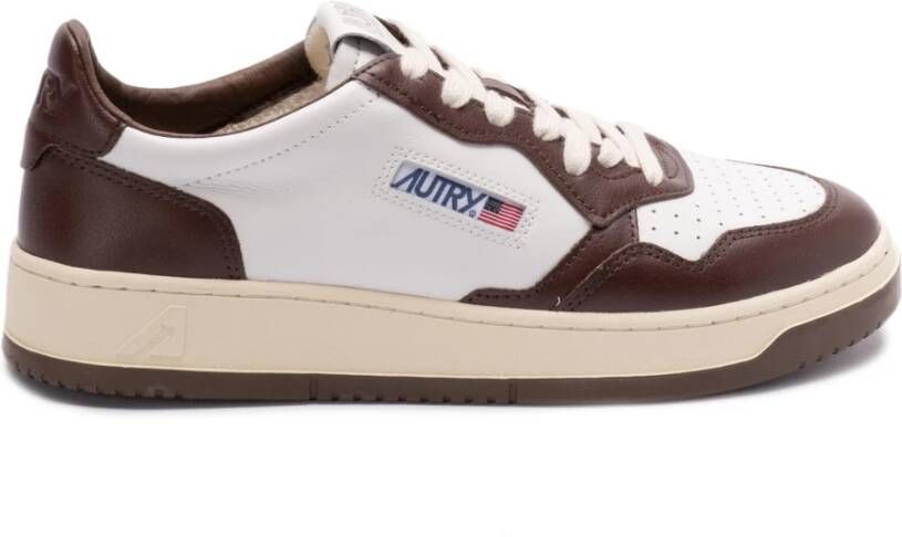 Autry Kleur Blok Leren Sneakers Brown Heren