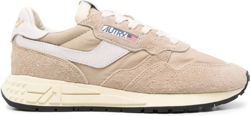 Autry Beige Panel Low-Top Sneakers Beige Dames