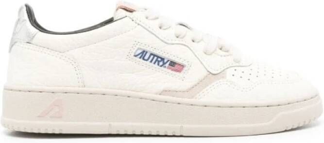 Autry Lage Beige Zilveren Sneaker Medalist White Dames