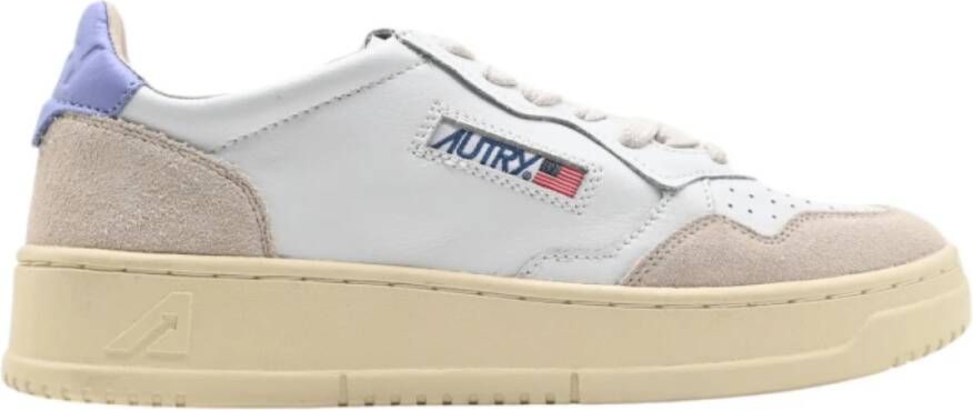 Autry Lage Dames Leren Sneakers Wit Lavendel White Dames