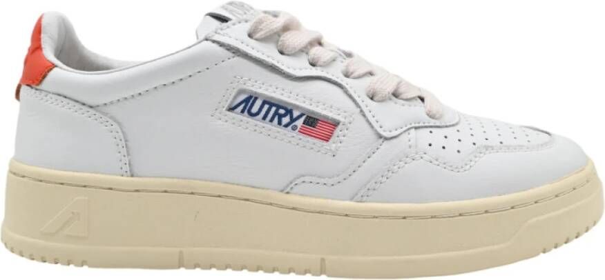 Autry Lage Dames Leren Sneakers Wit Oranje White Dames