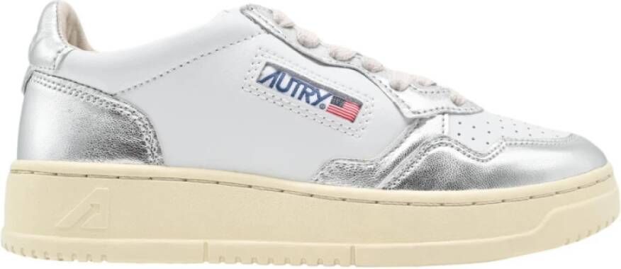 Autry Lage Dames Leren Sneakers Zilver Gray Dames