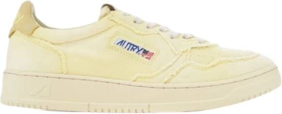 Autry Lage Denim Sneakers met Gele Iris Wit Heren