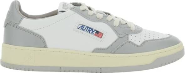 Autry Lage Grijze Leren Sneakers met Zijlogo Gray Heren