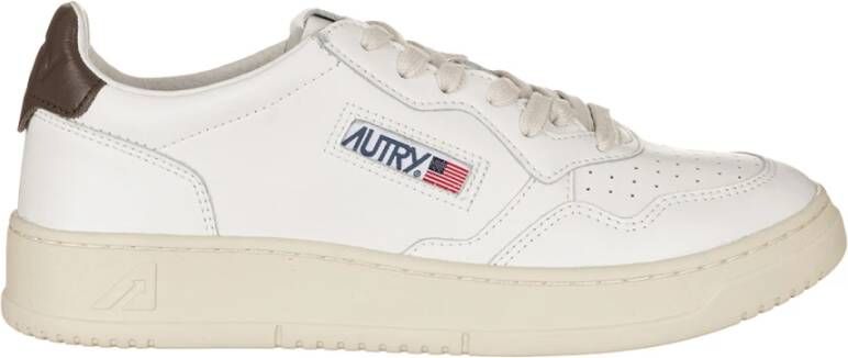 Autry Witte bruine leren sneakers Vintage geïnspireerd ontwerp Wit