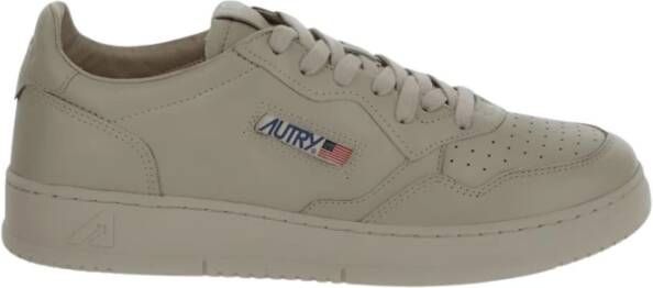 Autry Lage Leren Sneaker met Gestikte Meerlagige Inzetstukken Beige Heren