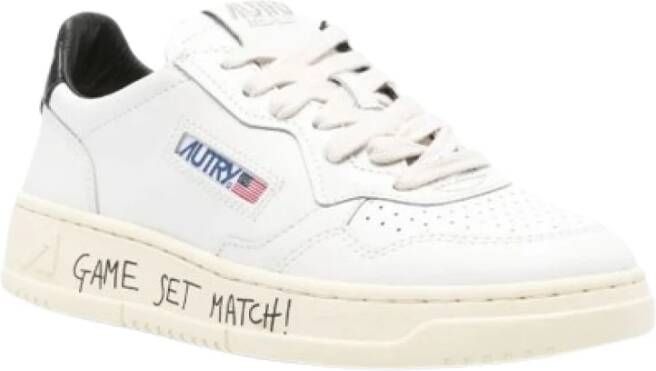 Autry Lage leren sneakers met slogan White Dames