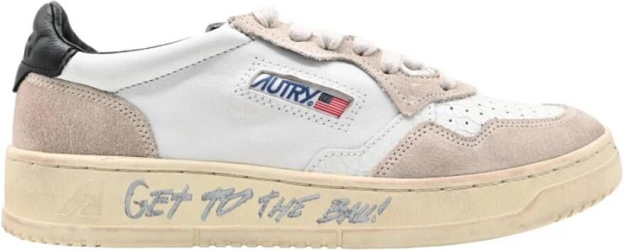 Autry Lage Leren Sneakers Wit Zilver White Dames