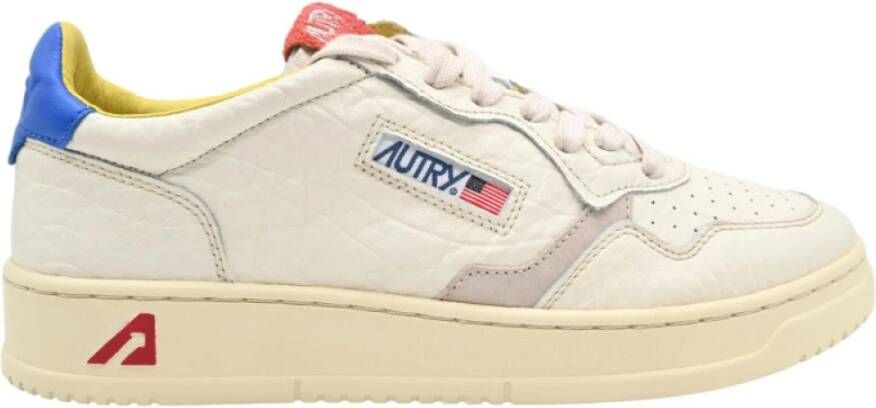 Autry Lage Leren Sneakers Wit Blauw White Heren