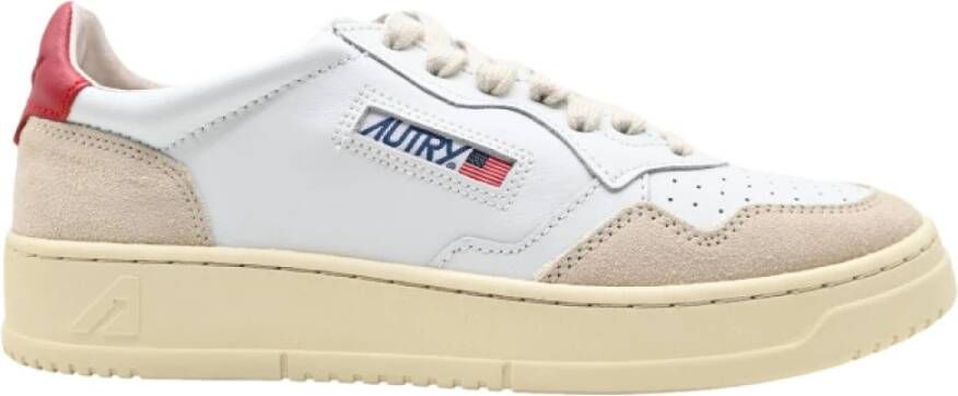 Autry Lage Leren Sneakers Wit Rood White Dames