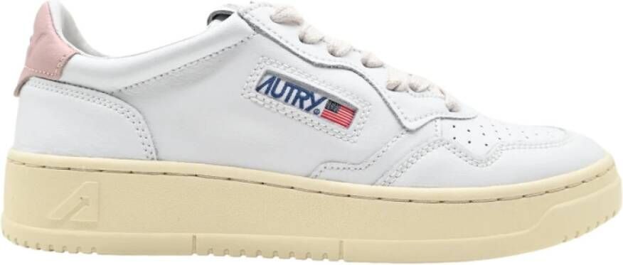 Autry Lage Leren Sneakers Wit Roze White Dames