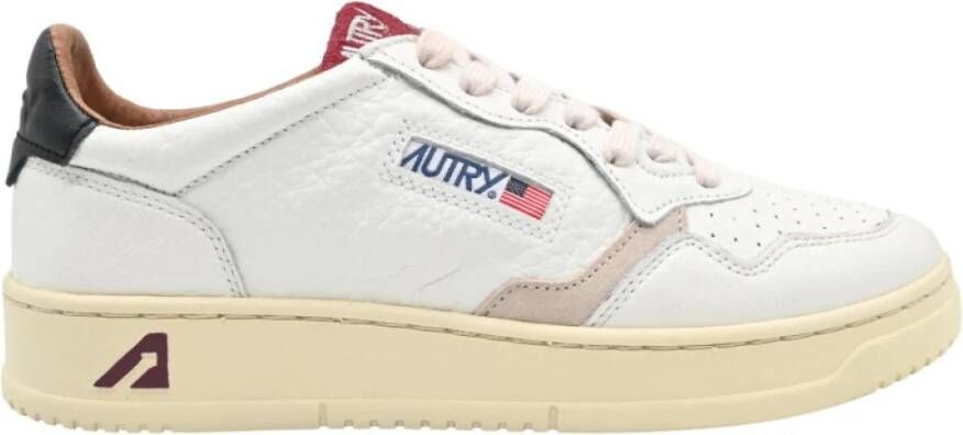 Autry Lage Leren Sneakers Wit Zwart Bordeaux White Heren