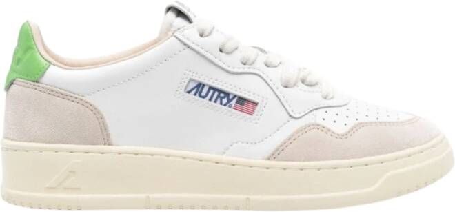 Autry Lage Leren Suède Witte Sneakers Multicolor Dames