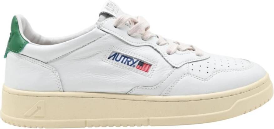 Autry Lage Man Leren Sneakers Wit Groen White Heren