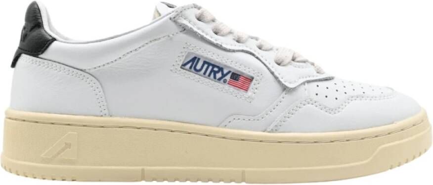 Autry Lage Man Leren Sneakers Wit Zwart White Dames