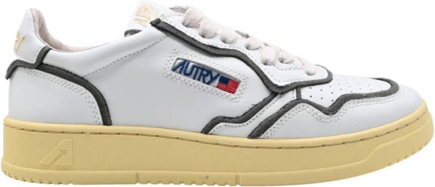 Autry Lage Man Leren Sneakers Wit Zwart White Heren