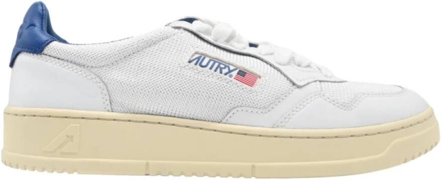 Autry Lage Man Leren Sneakers Wit Blauw White Dames