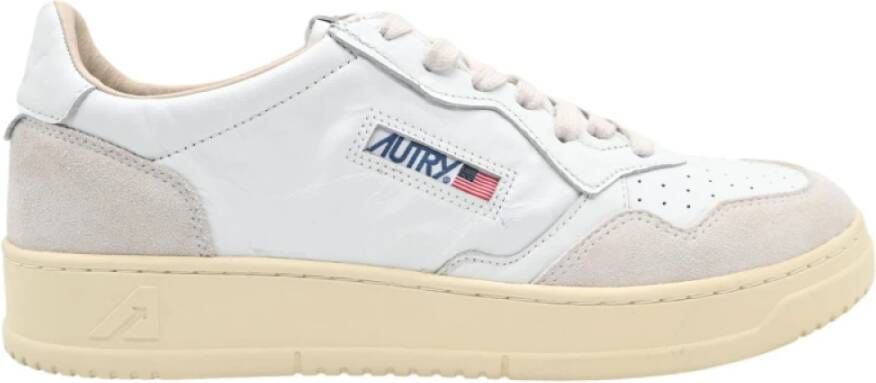 Autry Lage Man Sneakers Wit Geitenleer Suède White Heren