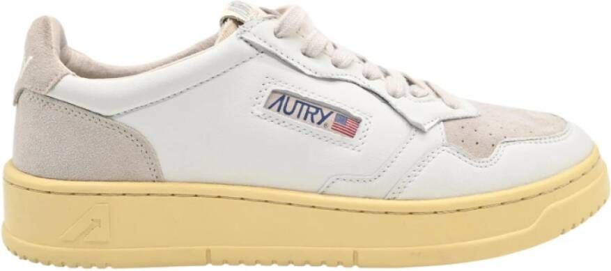 Autry Lage Mansuede Leren Sneakers Wit Zand White Heren