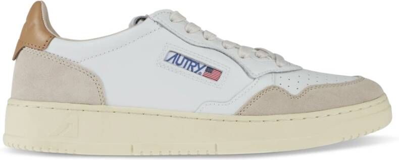 Autry Witte leren sneakers met beige suède accenten White Heren