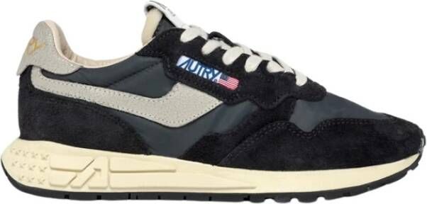 Autry Lage Mesh Sneakers met Suède Overlays Black Heren