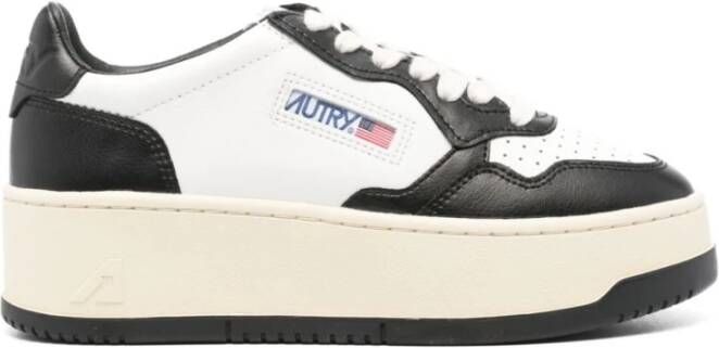 Autry Lage Platform Sneakers Wit Zwart White Dames