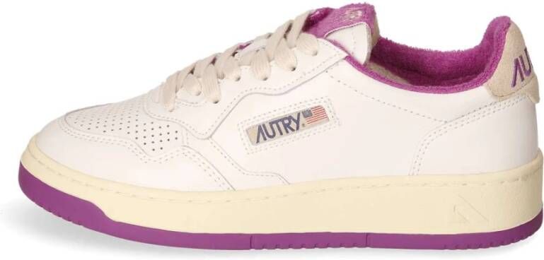 Autry Lage Sneaker met Beige en Paarse Accenten White Heren