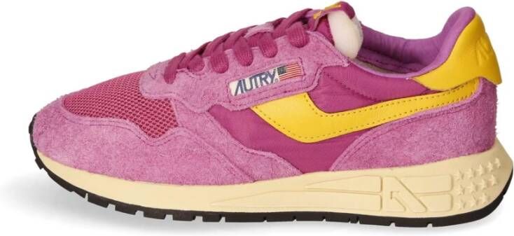 Autry Lage Sneaker van Leer Nylon Suède Pink Heren