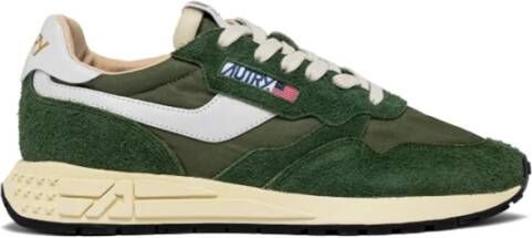 Autry Lage Sneakers in Militaire Stijl van Nylon en Suède Green Heren