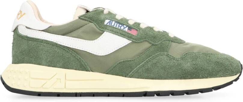 Autry Lage Sneakers in Militaire Stijl van Nylon en Suède Green Heren