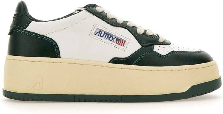 Autry Medalist Platform Bicolor Leren Sneakers Green Dames