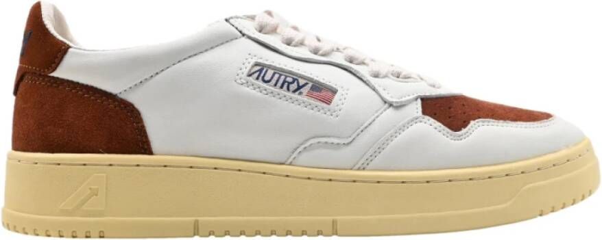 Autry Lage Suède Leren Sneakers Wit Bruin Multicolor Heren