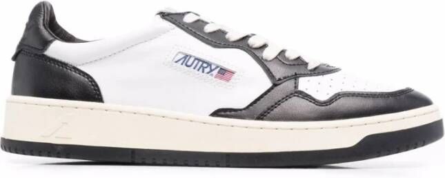 Autry Lage-top Leren Sneakers Zwart Wit Black Heren