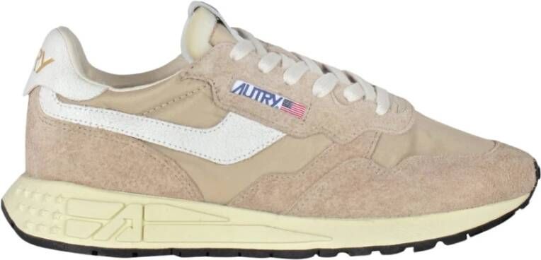 Autry Leren en Nylon Sneakers Beige Dames