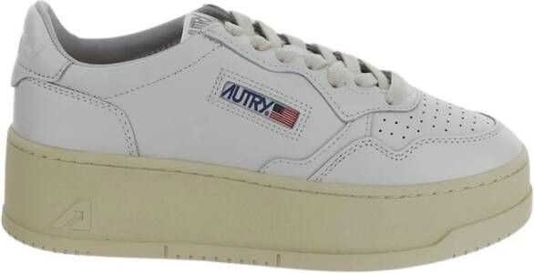 Autry Leren Lage Platform Sneakers White Dames