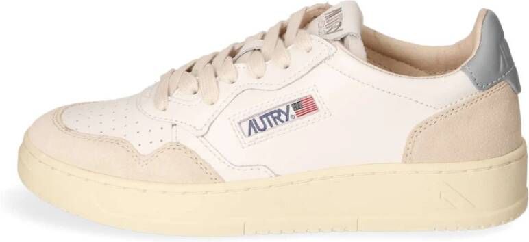 Autry Leren lage sneaker met blauwe details White Heren