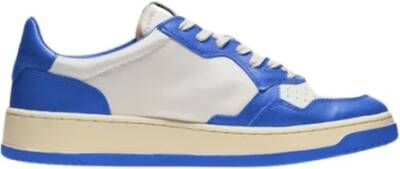 Autry Lage Leren Sneakers in Vintage Stijl Prins Blauw Multicolor