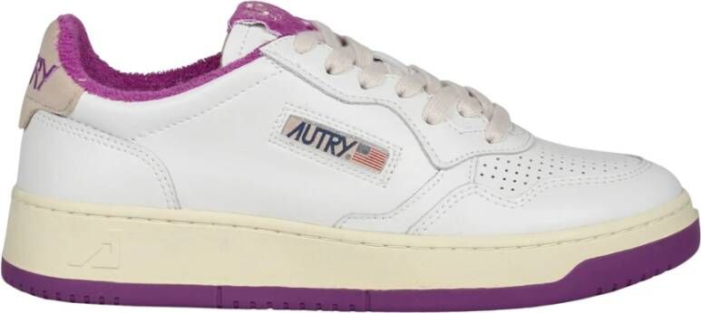 Autry Leren Lage Sneakers met Suède Details White Dames