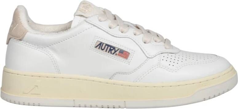 Autry Leren Lage Sneakers met Suède Details White Dames