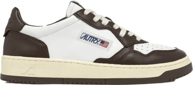 Autry Leren Medalist Sneakers Wit Bruin Brown Heren