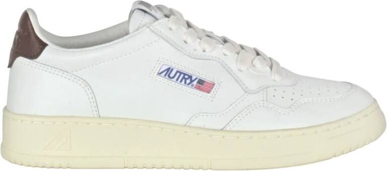 Autry Leren sneakers met geborduurd logo White Dames