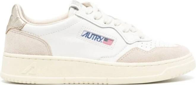 Autry Leren sneakers met metallic details White Dames