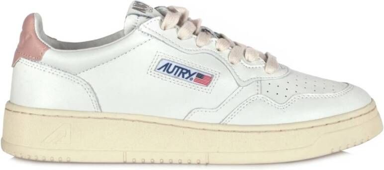 Autry Leren sneakers met micro gaatjes Wit Dames