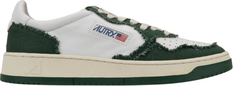 Autry Leren Stoffen Sneakers Ronde Neus Geperforeerd Green Heren