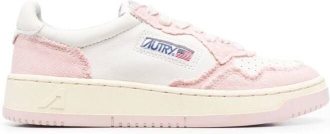 Autry Tweekleurige leer- en stoffen medaillewinnaar sneakers Roze Dames