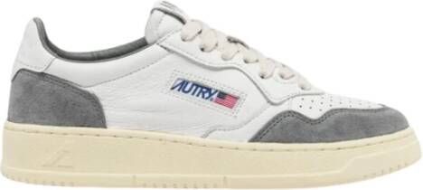 Autry Witte leren lage sneakers met grijze suède details Gray Heren