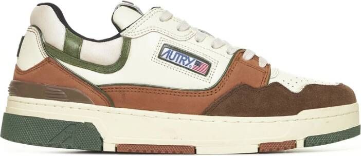 Autry Medalist Lage Sneakers in Ivoor Bruin Groen Multicolor Heren