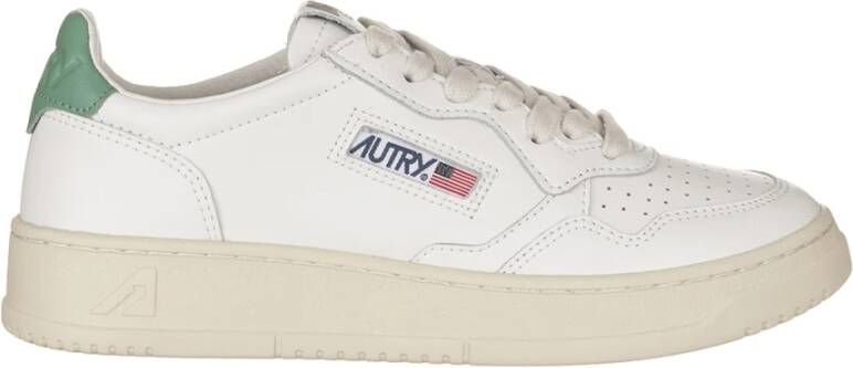 Autry Witte sneakers met elegant logo en groen detail Wit Dames