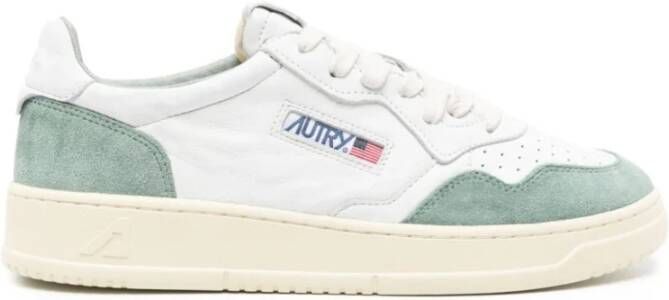 Autry Medalist Lage Sneakers Wit en Militair Groen Suède White Heren