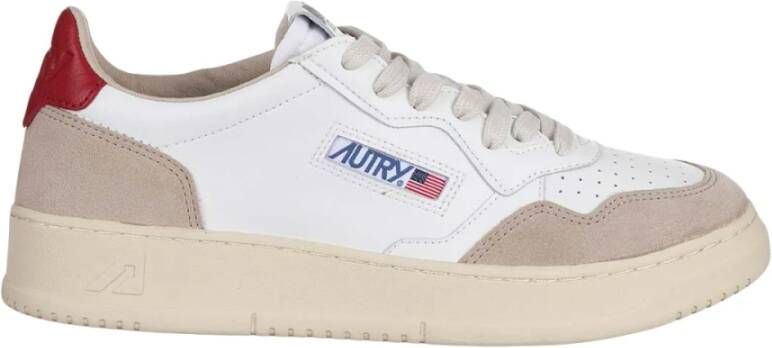 Autry Vintage-geïnspireerde Lage Sneakers Wit Rood Wit Heren